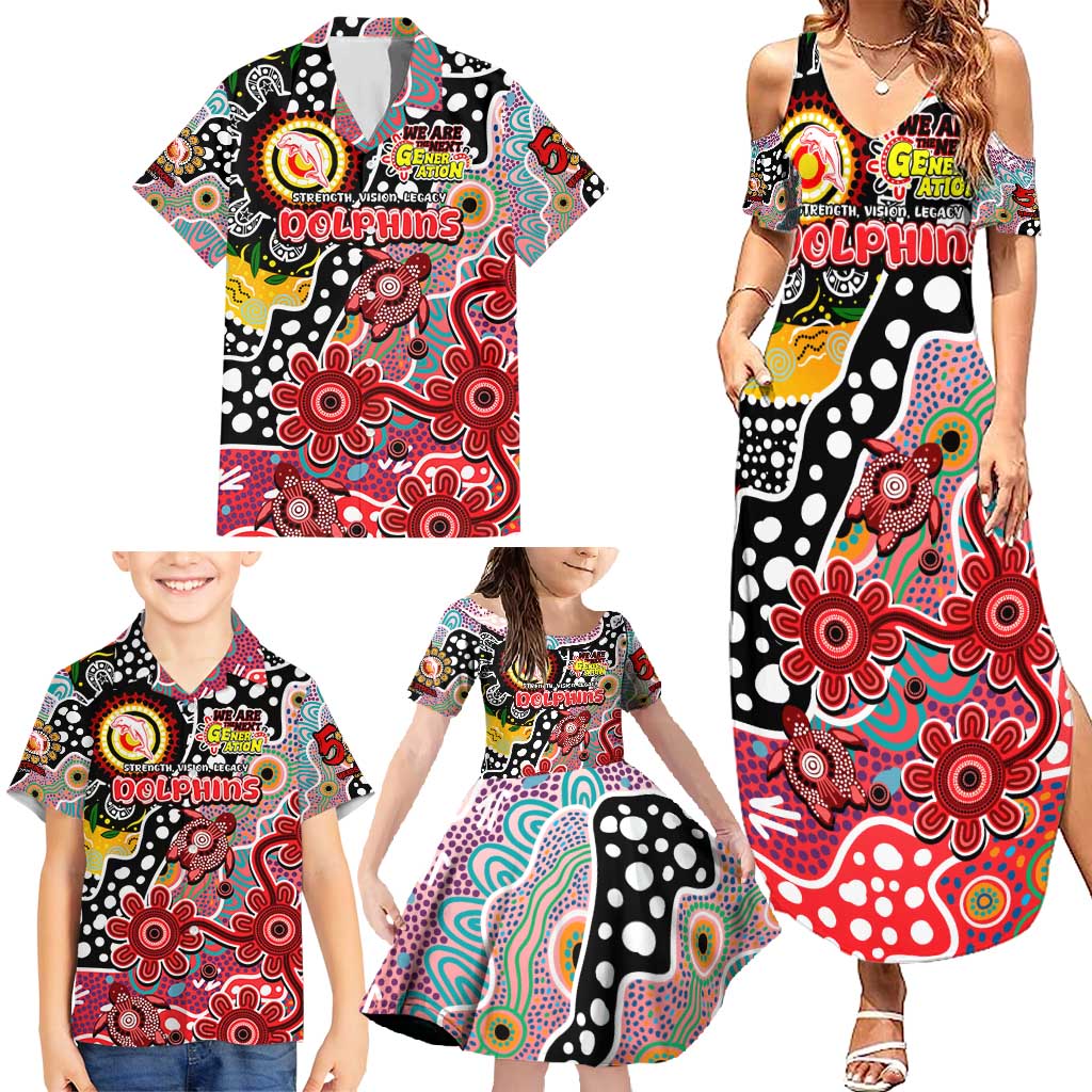 Personalised Dolphins NRL Celebrating 50 Years of Naidoc Family Matching Summer Maxi Dress and Hawaiian Shirt NAIDOC Week 2025 Aboriginal