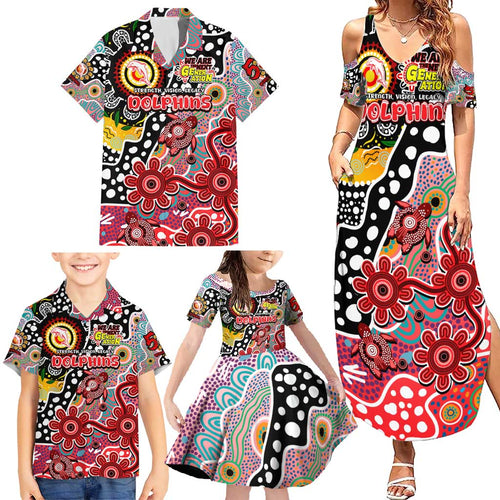 Personalised Dolphins NRL Celebrating 50 Years of Naidoc Family Matching Summer Maxi Dress and Hawaiian Shirt NAIDOC Week 2025 Aboriginal
