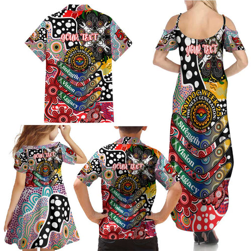 Personalised Dolphins NRL Celebrating 50 Years of Naidoc Family Matching Summer Maxi Dress and Hawaiian Shirt NAIDOC Week 2025 Aboriginal