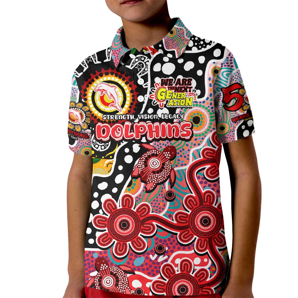 Personalised Dolphins NRL Celebrating 50 Years of Naidoc Kid Polo Shirt NAIDOC Week 2025 Aboriginal