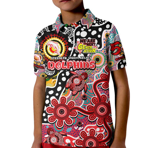 Personalised Dolphins NRL Celebrating 50 Years of Naidoc Kid Polo Shirt NAIDOC Week 2025 Aboriginal