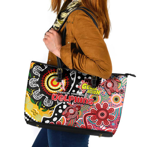 Dolphins NRL Celebrating 50 Years of Naidoc Leather Tote Bag NAIDOC Week 2025 Aboriginal