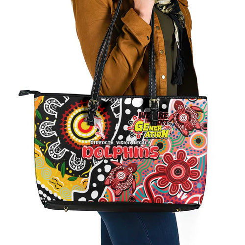 Dolphins NRL Celebrating 50 Years of Naidoc Leather Tote Bag NAIDOC Week 2025 Aboriginal