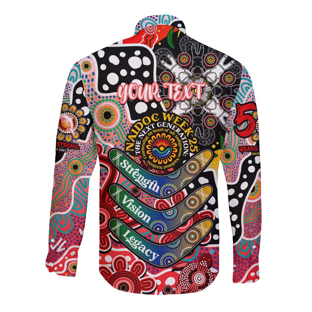Personalised Dolphins NRL Celebrating 50 Years of Naidoc Long Sleeve Button Shirt NAIDOC Week 2025 Aboriginal