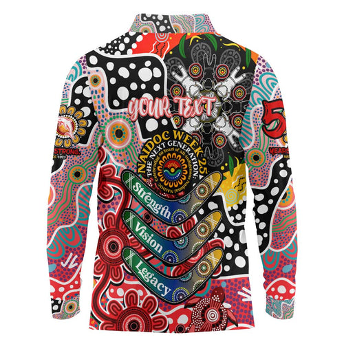 Personalised Dolphins NRL Celebrating 50 Years of Naidoc Long Sleeve Polo Shirt NAIDOC Week 2025 Aboriginal