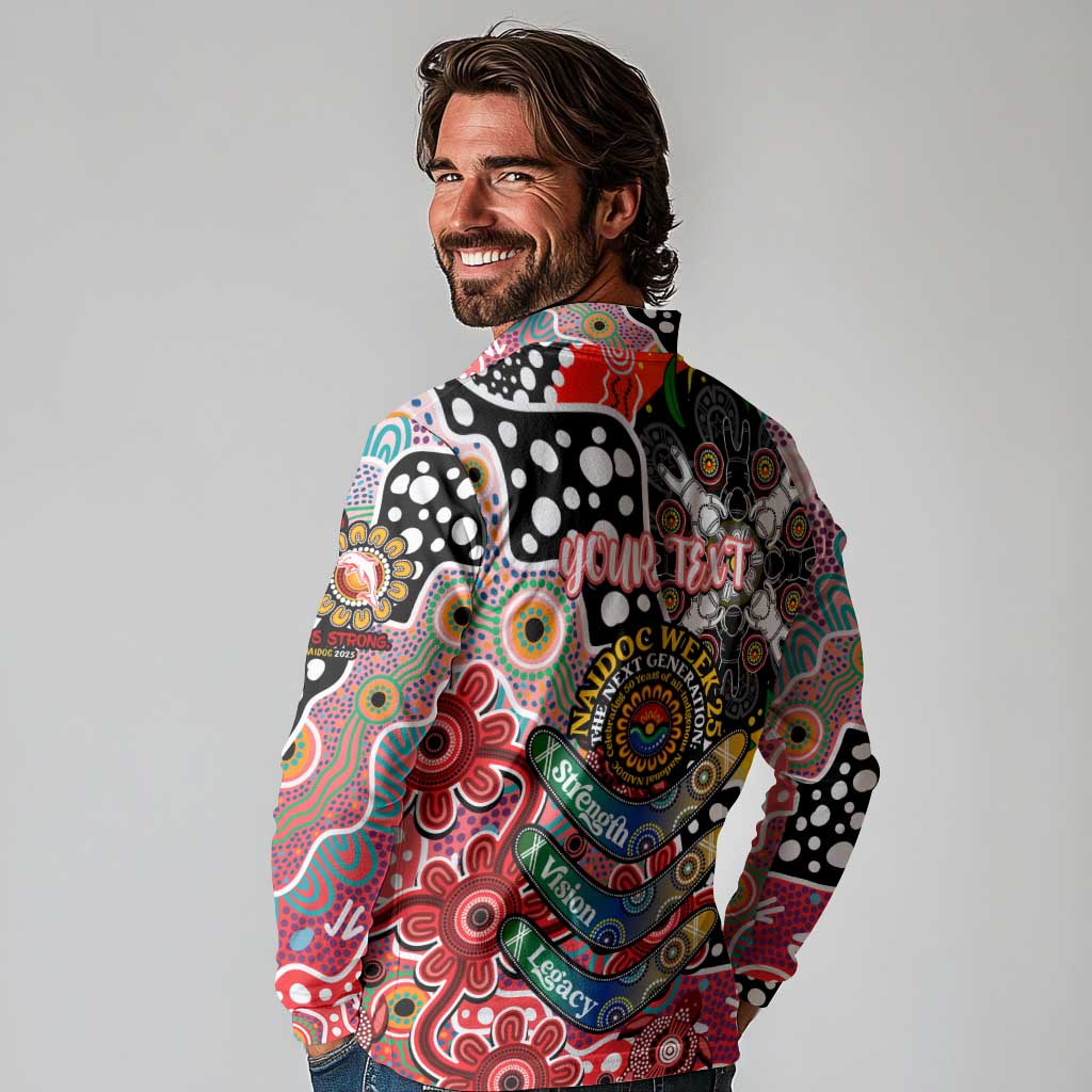 Personalised Dolphins NRL Celebrating 50 Years of Naidoc Long Sleeve Polo Shirt NAIDOC Week 2025 Aboriginal