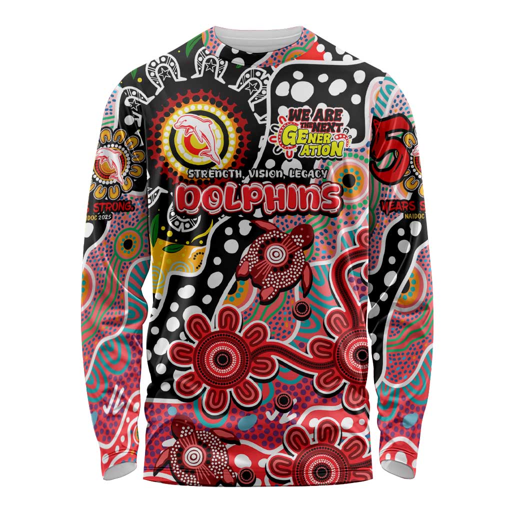 Personalised Dolphins NRL Celebrating 50 Years of Naidoc Long Sleeve Shirt NAIDOC Week 2025 Aboriginal