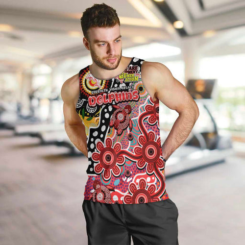 Personalised Dolphins NRL Celebrating 50 Years of Naidoc Men Tank Top NAIDOC Week 2025 Aboriginal