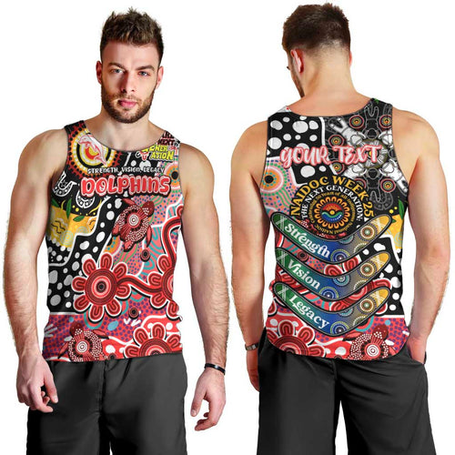 Personalised Dolphins NRL Celebrating 50 Years of Naidoc Men Tank Top NAIDOC Week 2025 Aboriginal