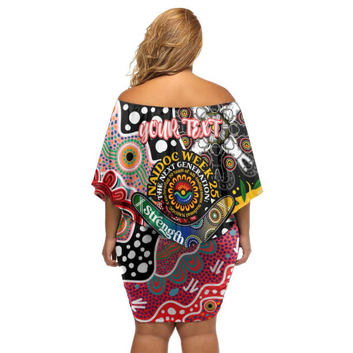 Personalised Dolphins NRL Celebrating 50 Years of Naidoc Off Shoulder Short Dress NAIDOC Week 2025 Aboriginal
