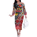 Personalised Dolphins NRL Celebrating 50 Years of Naidoc Off The Shoulder Long Sleeve Dress NAIDOC Week 2025 Aboriginal