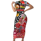 Personalised Dolphins NRL Celebrating 50 Years of Naidoc Short Sleeve Bodycon Dress NAIDOC Week 2025 Aboriginal