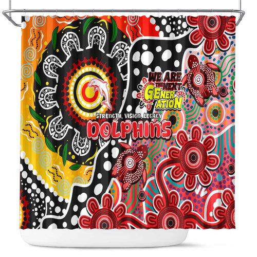 Dolphins NRL Celebrating 50 Years of Naidoc Shower Curtain NAIDOC Week 2025 Aboriginal