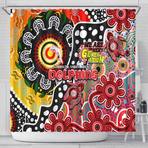 Dolphins NRL Celebrating 50 Years of Naidoc Shower Curtain NAIDOC Week 2025 Aboriginal