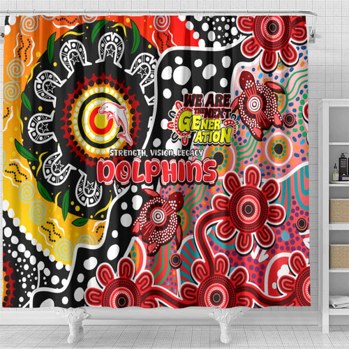 Dolphins NRL Celebrating 50 Years of Naidoc Shower Curtain NAIDOC Week 2025 Aboriginal