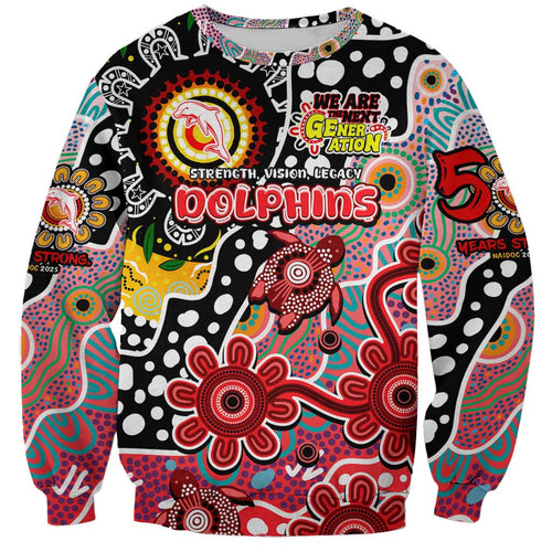 Personalised Dolphins NRL Celebrating 50 Years of Naidoc Sweatshirt NAIDOC Week 2025 Aboriginal