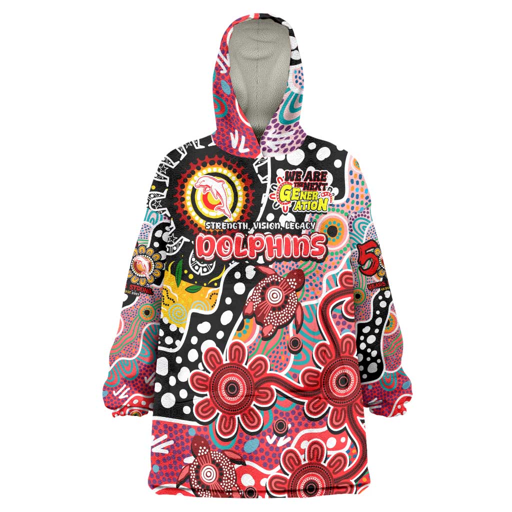 Personalised Dolphins NRL Celebrating 50 Years of Naidoc Wearable Blanket Hoodie NAIDOC Week 2025 Aboriginal