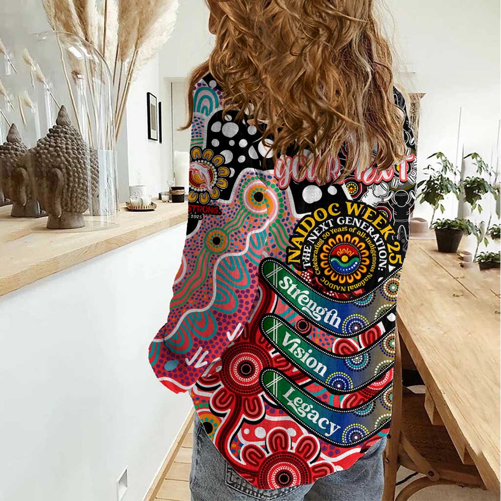 Personalised Dolphins NRL Celebrating 50 Years of Naidoc Women Casual Shirt NAIDOC Week 2025 Aboriginal