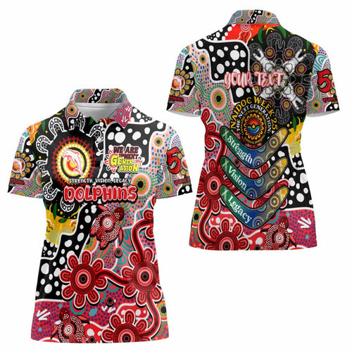 Personalised Dolphins NRL Celebrating 50 Years of Naidoc Women Polo Shirt NAIDOC Week 2025 Aboriginal