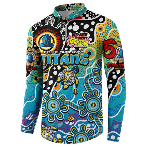 Personalised Titans NRL Celebrating 50 Years of Naidoc Button Sweatshirt NAIDOC Week 2025 Aboriginal
