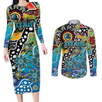 Personalised Titans NRL Celebrating 50 Years of Naidoc Couples Matching Long Sleeve Bodycon Dress and Long Sleeve Button Shirt NAIDOC Week 2025 Aboriginal