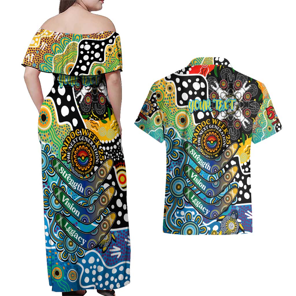 Personalised Titans NRL Celebrating 50 Years of Naidoc Couples Matching Off Shoulder Maxi Dress and Hawaiian Shirt NAIDOC Week 2025 Aboriginal