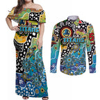 Personalised Titans NRL Celebrating 50 Years of Naidoc Couples Matching Off Shoulder Maxi Dress and Long Sleeve Button Shirt NAIDOC Week 2025 Aboriginal