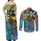 Personalised Titans NRL Celebrating 50 Years of Naidoc Couples Matching Off Shoulder Maxi Dress and Long Sleeve Button Shirt NAIDOC Week 2025 Aboriginal