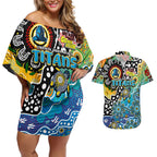 Personalised Titans NRL Celebrating 50 Years of Naidoc Couples Matching Off Shoulder Short Dress and Hawaiian Shirt NAIDOC Week 2025 Aboriginal