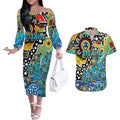 Personalised Titans NRL Celebrating 50 Years of Naidoc Couples Matching Off The Shoulder Long Sleeve Dress and Hawaiian Shirt NAIDOC Week 2025 Aboriginal