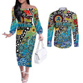 Personalised Titans NRL Celebrating 50 Years of Naidoc Couples Matching Off The Shoulder Long Sleeve Dress and Long Sleeve Button Shirt NAIDOC Week 2025 Aboriginal