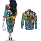 Personalised Titans NRL Celebrating 50 Years of Naidoc Couples Matching Off The Shoulder Long Sleeve Dress and Long Sleeve Button Shirt NAIDOC Week 2025 Aboriginal
