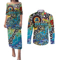 Personalised Titans NRL Celebrating 50 Years of Naidoc Couples Matching Puletasi and Long Sleeve Button Shirt NAIDOC Week 2025 Aboriginal