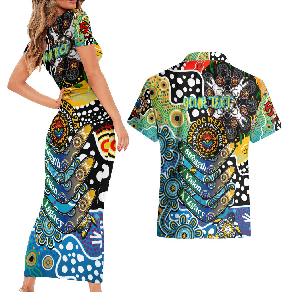 Personalised Titans NRL Celebrating 50 Years of Naidoc Couples Matching Short Sleeve Bodycon Dress and Hawaiian Shirt NAIDOC Week 2025 Aboriginal