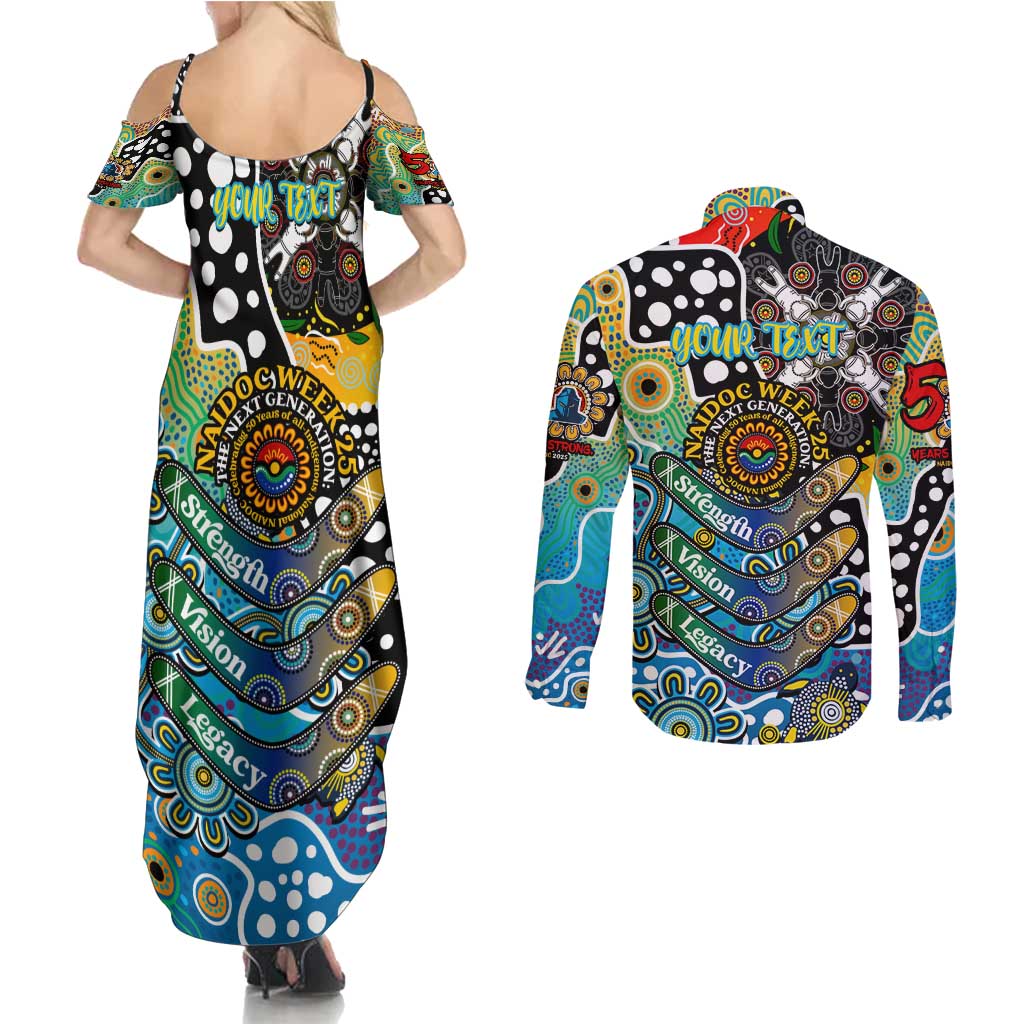 Personalised Titans NRL Celebrating 50 Years of Naidoc Couples Matching Summer Maxi Dress and Long Sleeve Button Shirt NAIDOC Week 2025 Aboriginal