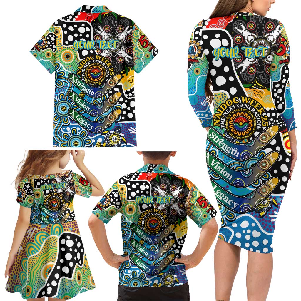 Personalised Titans NRL Celebrating 50 Years of Naidoc Family Matching Long Sleeve Bodycon Dress and Hawaiian Shirt NAIDOC Week 2025 Aboriginal