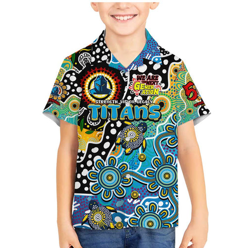 Personalised Titans NRL Celebrating 50 Years of Naidoc Family Matching Mermaid Dress and Hawaiian Shirt NAIDOC Week 2025 Aboriginal