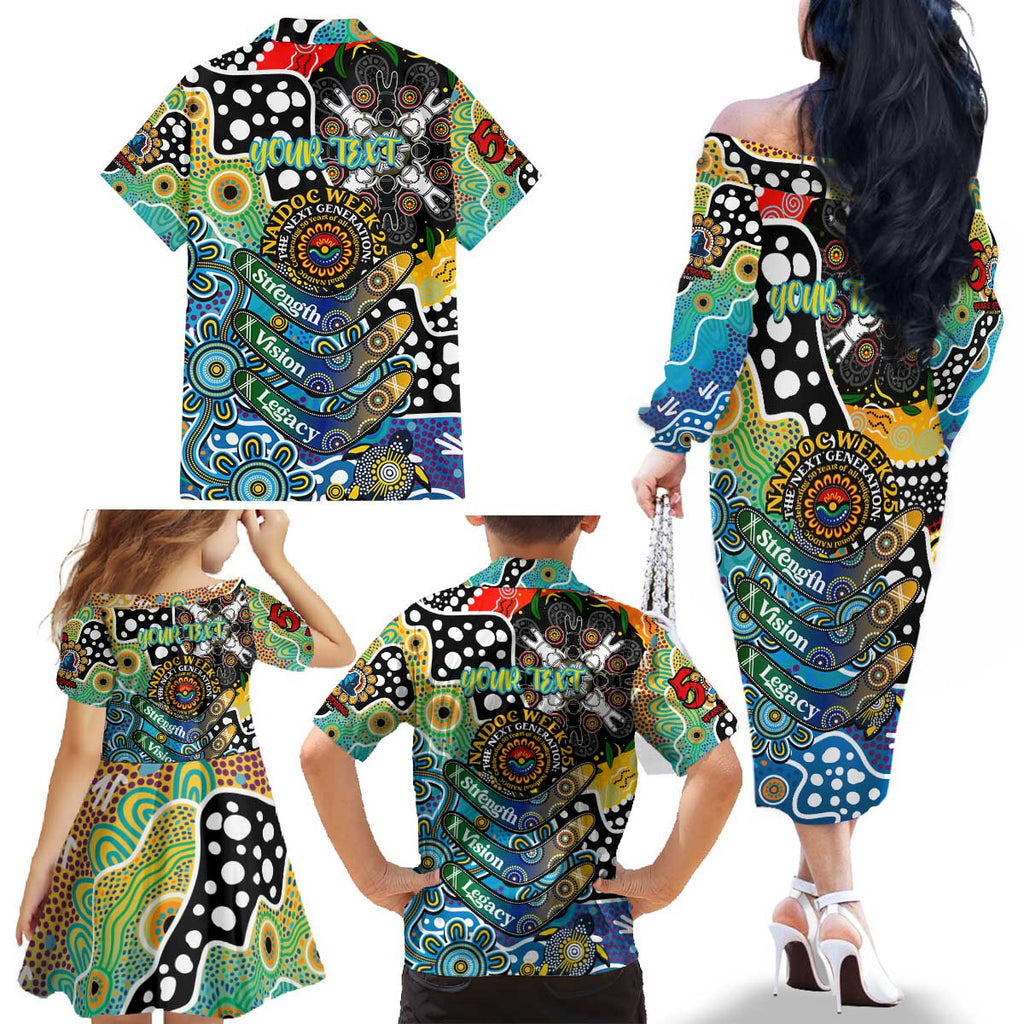 Personalised Titans NRL Celebrating 50 Years of Naidoc Family Matching Off The Shoulder Long Sleeve Dress and Hawaiian Shirt NAIDOC Week 2025 Aboriginal