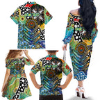 Personalised Titans NRL Celebrating 50 Years of Naidoc Family Matching Off The Shoulder Long Sleeve Dress and Hawaiian Shirt NAIDOC Week 2025 Aboriginal