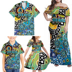 Personalised Titans NRL Celebrating 50 Years of Naidoc Family Matching Off Shoulder Maxi Dress and Hawaiian Shirt NAIDOC Week 2025 Aboriginal