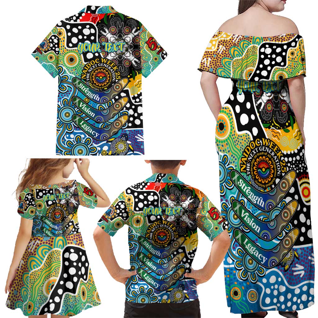 Personalised Titans NRL Celebrating 50 Years of Naidoc Family Matching Off Shoulder Maxi Dress and Hawaiian Shirt NAIDOC Week 2025 Aboriginal
