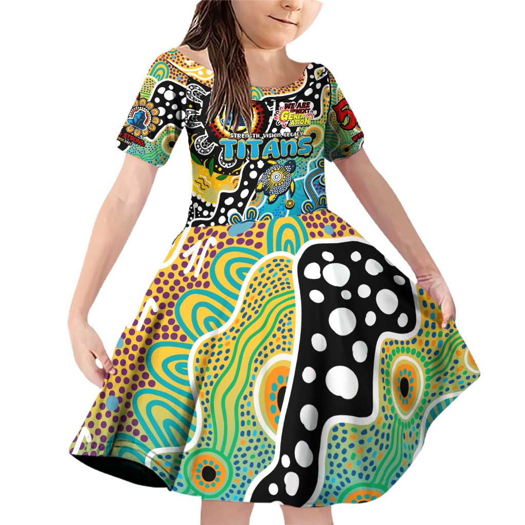 Personalised Titans NRL Celebrating 50 Years of Naidoc Family Matching Off Shoulder Short Dress and Hawaiian Shirt NAIDOC Week 2025 Aboriginal