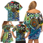 Personalised Titans NRL Celebrating 50 Years of Naidoc Family Matching Off Shoulder Short Dress and Hawaiian Shirt NAIDOC Week 2025 Aboriginal
