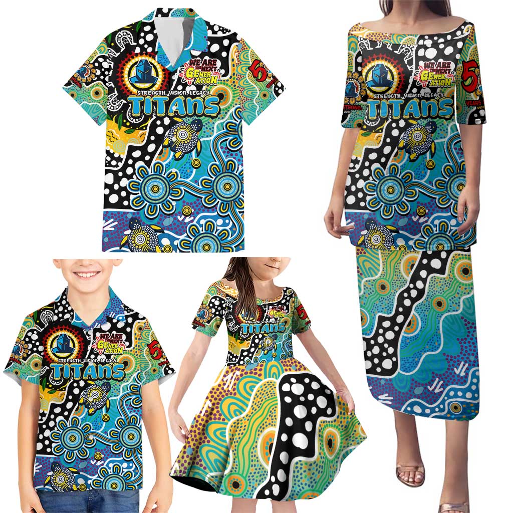 Personalised Titans NRL Celebrating 50 Years of Naidoc Family Matching Puletasi and Hawaiian Shirt NAIDOC Week 2025 Aboriginal