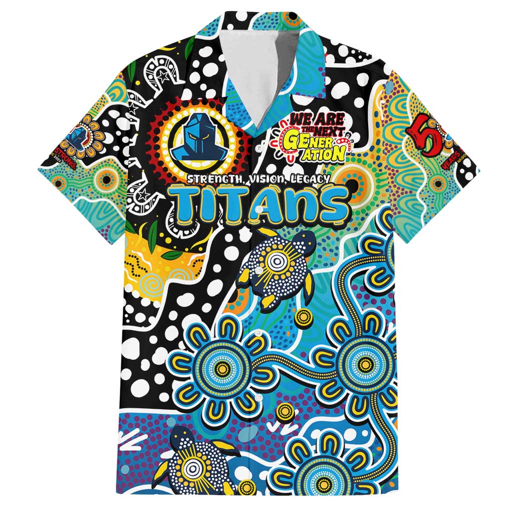Personalised Titans NRL Celebrating 50 Years of Naidoc Family Matching Puletasi and Hawaiian Shirt NAIDOC Week 2025 Aboriginal