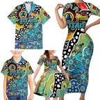 Personalised Titans NRL Celebrating 50 Years of Naidoc Family Matching Short Sleeve Bodycon Dress and Hawaiian Shirt NAIDOC Week 2025 Aboriginal