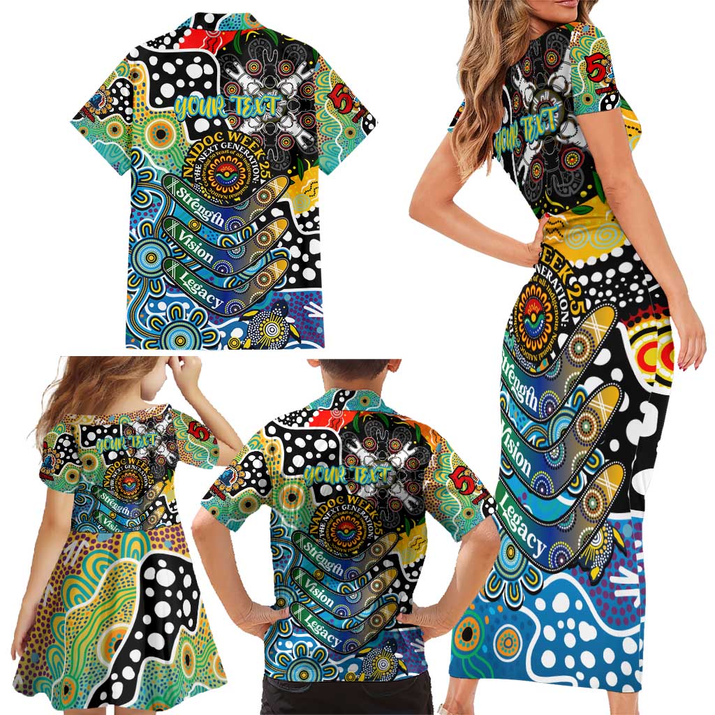 Personalised Titans NRL Celebrating 50 Years of Naidoc Family Matching Short Sleeve Bodycon Dress and Hawaiian Shirt NAIDOC Week 2025 Aboriginal