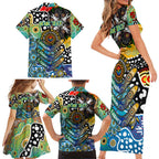 Personalised Titans NRL Celebrating 50 Years of Naidoc Family Matching Short Sleeve Bodycon Dress and Hawaiian Shirt NAIDOC Week 2025 Aboriginal