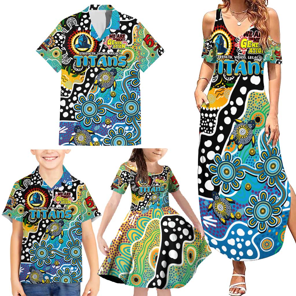 Personalised Titans NRL Celebrating 50 Years of Naidoc Family Matching Summer Maxi Dress and Hawaiian Shirt NAIDOC Week 2025 Aboriginal