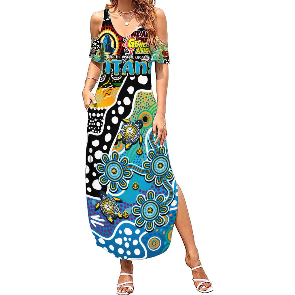 Personalised Titans NRL Celebrating 50 Years of Naidoc Family Matching Summer Maxi Dress and Hawaiian Shirt NAIDOC Week 2025 Aboriginal